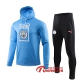 Ensemble Capuche Survetement Manchester City Bleu 2019-2020 Nouveau