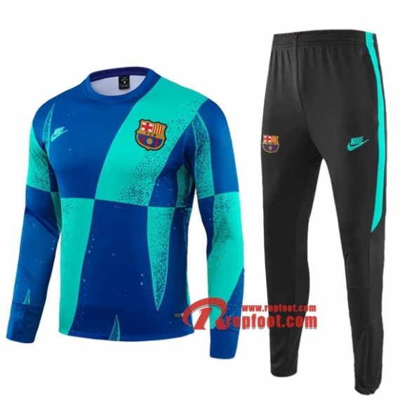 Ensemble Survetement Barcelone FC Bleu Vert 2019 2020 Nouveau