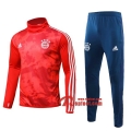 Ensemble Survetement Bayern Munich Col Haut Rouge 2019 2020 Nouveau