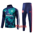 Ensemble Survetement Arsenal FC Col Haut Vert Fonce 2019 2020 Nouveau