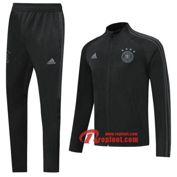 Ensemble Veste Survetement Equipe De Allemagne Noir 2019 2020 Nouveau