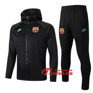 Ensemble Veste Survetement Barcelone FC Capuche Gris Fonce 2019 2020 Nouveau