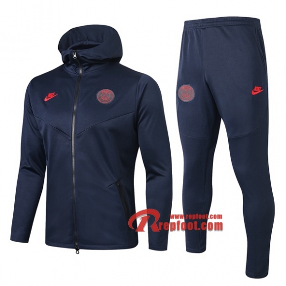 Ensemble Veste Survetement Paris St Germain PSG Capuche Noir 2019 2020 Nouveau