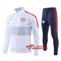 Ensemble Veste Survetement RB Leipzig Blanc 2019 2020 Nouveau