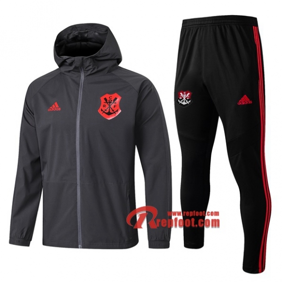 Ensemble Veste Coupe-Vent Survetement Flamengo Noir Rouge 2019 2020 Nouveau