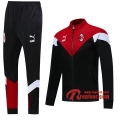 Ensemble Nouveau Veste Survetement AC Milan Noir Rouge 2019 2020