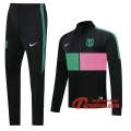 Ensemble Nouveau Veste Survetement FC Barcelone Noir Vert Rose 2019 2020