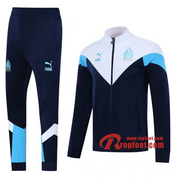 Ensemble Nouveau Veste Survetement Olympique De Marseille (OM) Bleu Royal Blanc 2019 2020