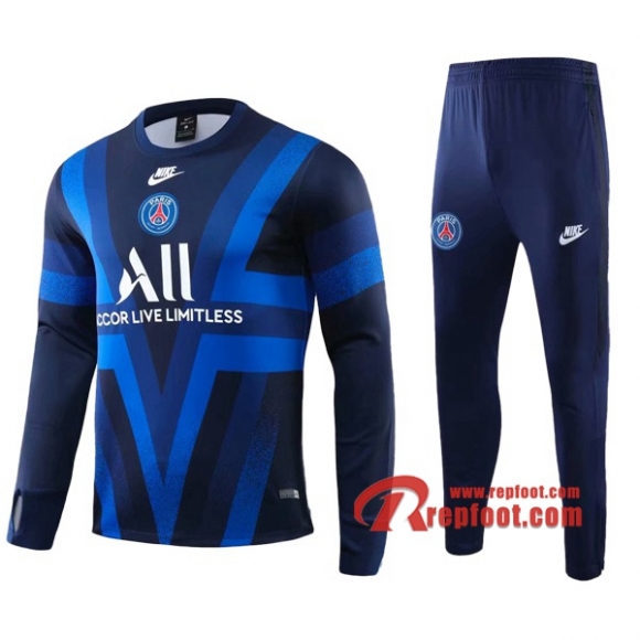 Ensemble Nouveau Survetement PSG Paris Saint Germain Bleu 2019 2020