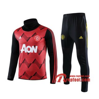 Ensemble Nouveau Survetement Manchester United Col Haut Rouge 2019 2020