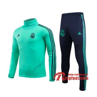 Ensemble Nouveau Survetement Real Madrid Col Haut Vert 2019 2020