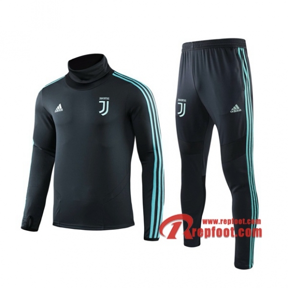 Ensemble Nouveau Survetement Juventus Col Haut Cyan 2019 2020