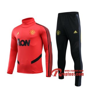 Ensemble Nouveau Survetement Manchester United Col Haut Rouge 2019 2020