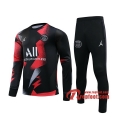 Ensemble Nouveau Survetement PSG Paris Saint Germain Jordan Noir Rouge 2019 2020