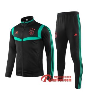 Ensemble Veste Survetement AFC Ajax Vert/Noir 2019-2020 Nouveau