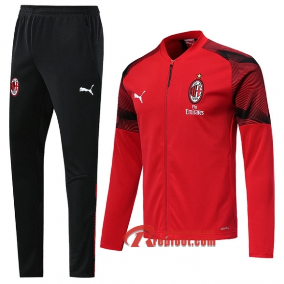 Ensemble Du Veste Survetement Milan AC Rouge 2019/2020 Nouveau