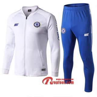 Ensemble Veste Survetement Chelsea FC Blanc 2019-2020 Nouveau