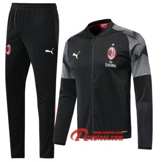 Ensemble De Veste Survetement Milan AC Noir 2019 2020 Nouveau