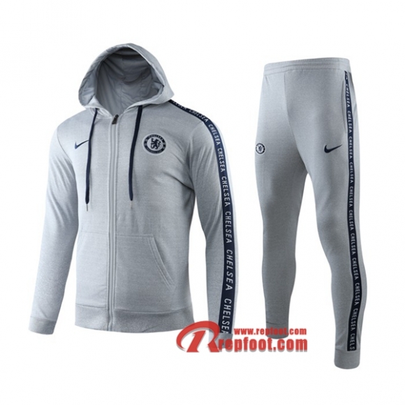 Ensemble De Capuche Survetement Chelsea FC Gris 2019 2020 Nouveau