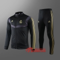 Ensemble Veste Survetement Real Madrid Noir/Jaune 2019-2020 Nouveau