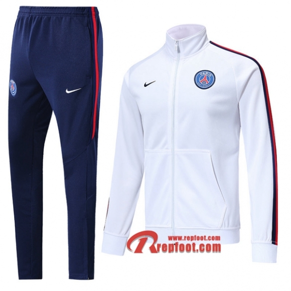 Ensemble Veste Survetement Paris Saint Germain-PSG Blanc 2019-2020 Nouveau