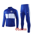 Ensemble Du Veste Survetement Chelsea FC Bleu/Blanc 2019/2020 Nouveau