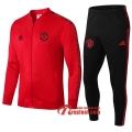 Ensemble De Veste Survetement Manchester United Rouge 2019 2020 Nouveau