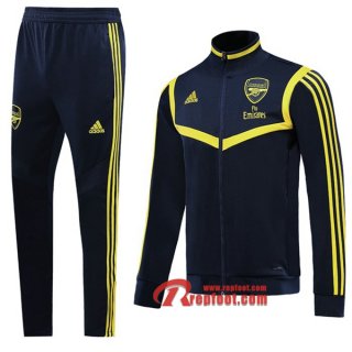 Ensemble Veste Survetement Arsenal Noir/Jaune 2019-2020 Nouveau