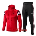 Ensemble Veste A Capuche Survetement Paris Saint Germain-PSG Jordan Rouge 2019-2020 Nouveau