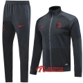 Ensemble Du Veste Survetement Paris Saint Germain-PSG Gris Fonce 2019/2020 Nouveau