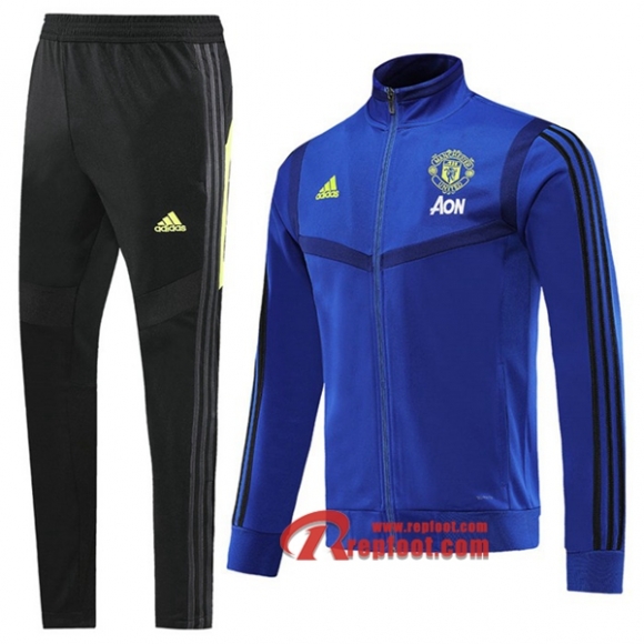 Ensemble Veste Survetement Manchester United Bleu 2019-2020 Nouveau