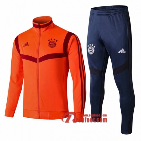 Ensemble De Veste Survetement Bayern Munich Orange 2019 2020 Nouveau