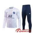 Ensemble Survetement De Pairis PSG ALL Blanc Rayures 2019 2020 Nouveau