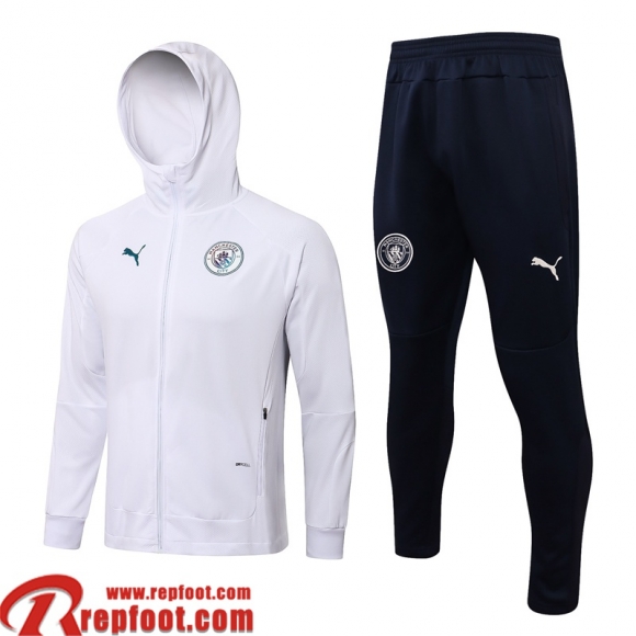 Veste Foot - Sweat A Capuche Manchester City blanc Homme 2021 2022 JK295