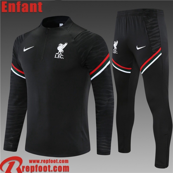 Survetement de Foot Liverpool noir Enfant 2021 2022 TK182