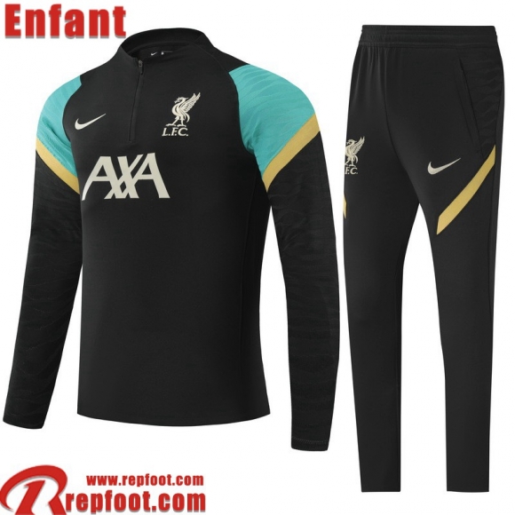 Survetement de Foot Liverpool noir Enfant 2021 2022 TK211  Survetement de Foot Liverpool noir Enfant 2021 2022 TK211