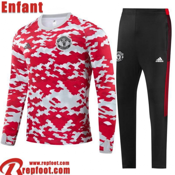 Survetement de Foot Manchester United rouge Enfant 2021 2022 TK217