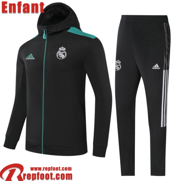 Veste Foot Real Madrid noir Enfant 2021 2022 TK219  Veste Foot Real Madrid noir Enfant 2021 2022 TK219