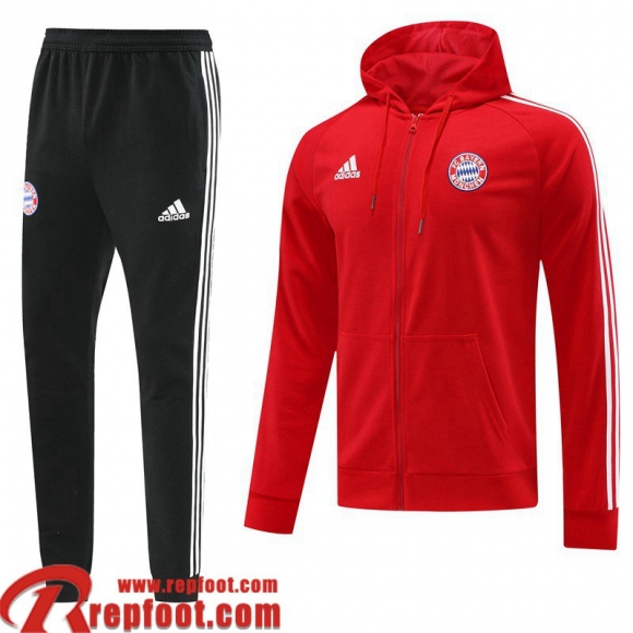 Bayern Monaco Veste Foot - Sweat A Capuche rouge Homme 22 23 JK649 Bayern Monaco Veste Foot - Sweat A Capuche rouge Homme 22 23 JK649
