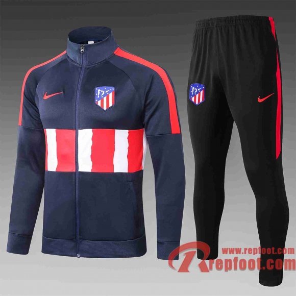 Atletico Madrid Veste foot 20 21 Blanc et bleu marin A344#