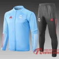 Real Madrid Veste foot 20 21 Bleu clair A352#