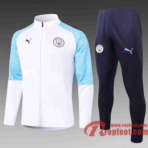 Manchester City Veste foot blanc 20 21 A384  Manchester City Veste foot blanc 20 21 A384
