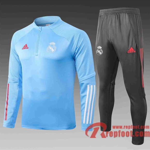 Real Madrid Survetement Foot 20 21 Bleu clair Grande taille