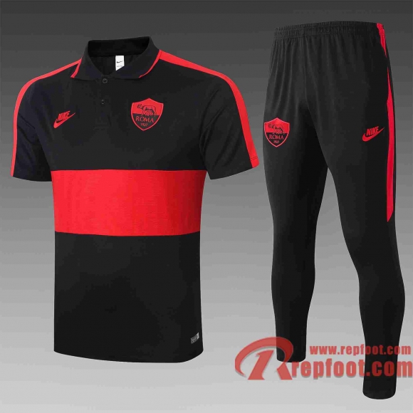 AS Rome Polo de foot 20 21 Noir-rouge C407#