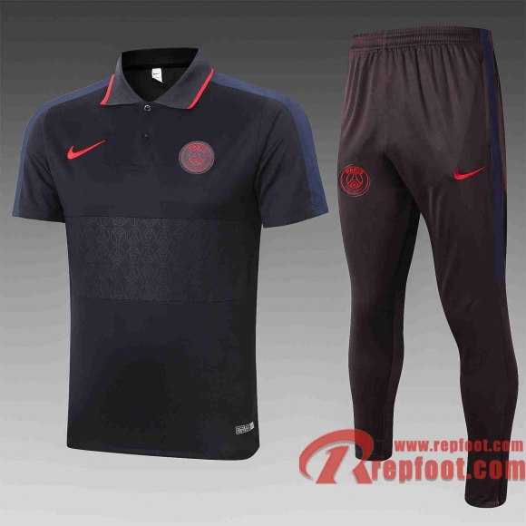 PSG Paris Polo de foot 20 21 Noir - gris C426#