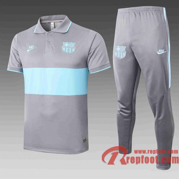 Barcelone Polo de foot 20 21 Gris - Vert C437#