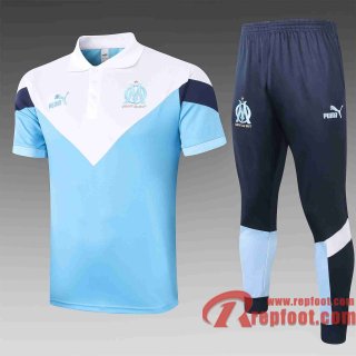 Olympique Marseille Polo de foot 20 21 Bleu - Blanc C438#