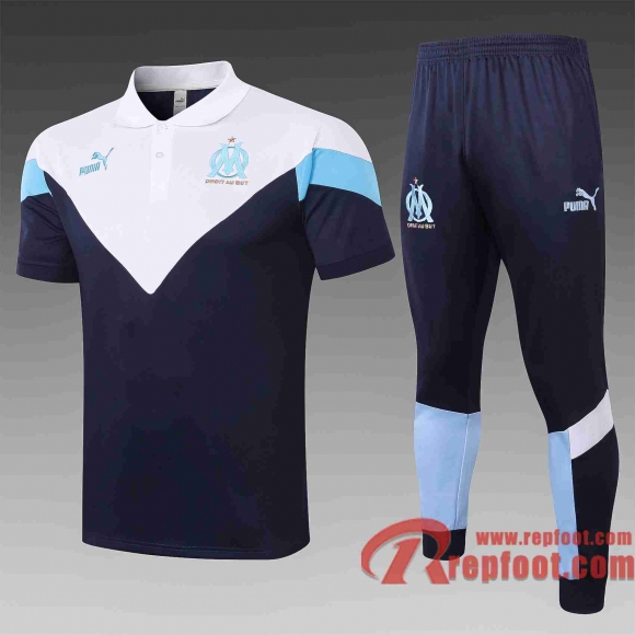 Olympique Marseille Polo de foot 20 21 bleu - Blanc C444#  Olympique Marseille Polo de foot 20 21 bleu - Blanc C444#