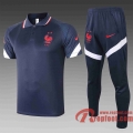 France Polo de foot 20 21 bleu marin C488#