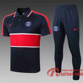 PSG Paris Polo de foot 20 21 bleu marin - rouge C497#